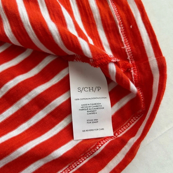 CAbi Women's Orange White Striped Cotton Poolside Tee # 5984 Small - Picture 9 of 11